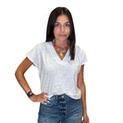 Dolman V Neck Tee - White – Alicia DiMichele Boutique