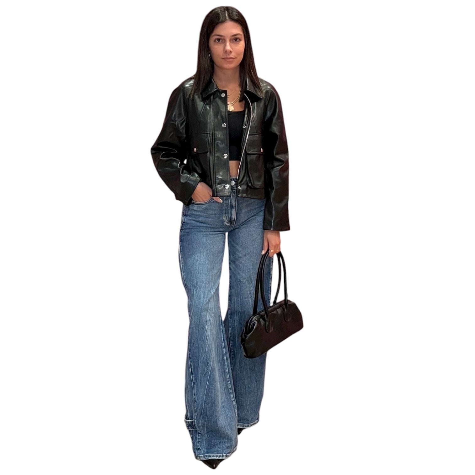 The Lowe Cropped Jacket - Black Vegan Leather -RbL puppeT – Alicia