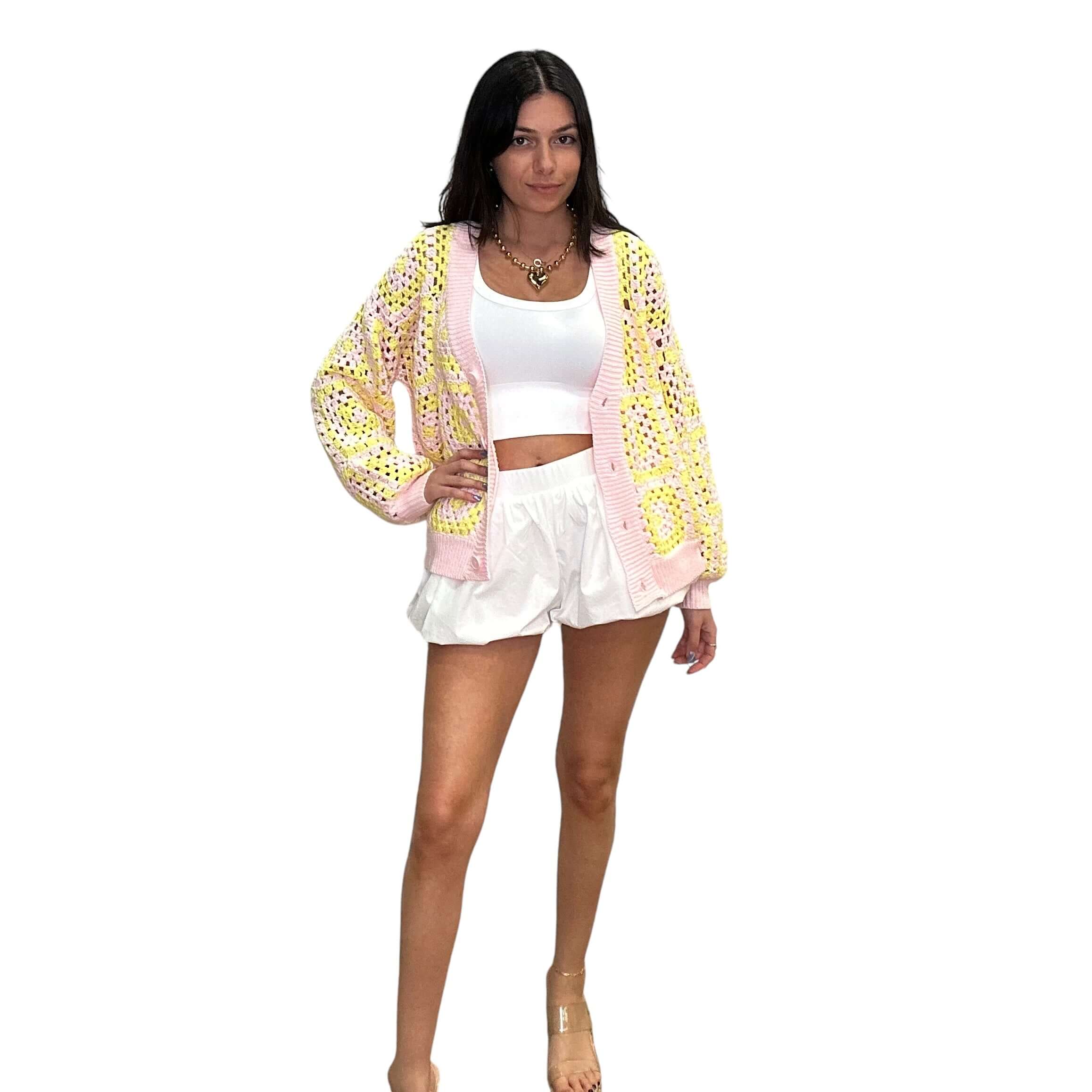Colorful Crochet button Cardigan
