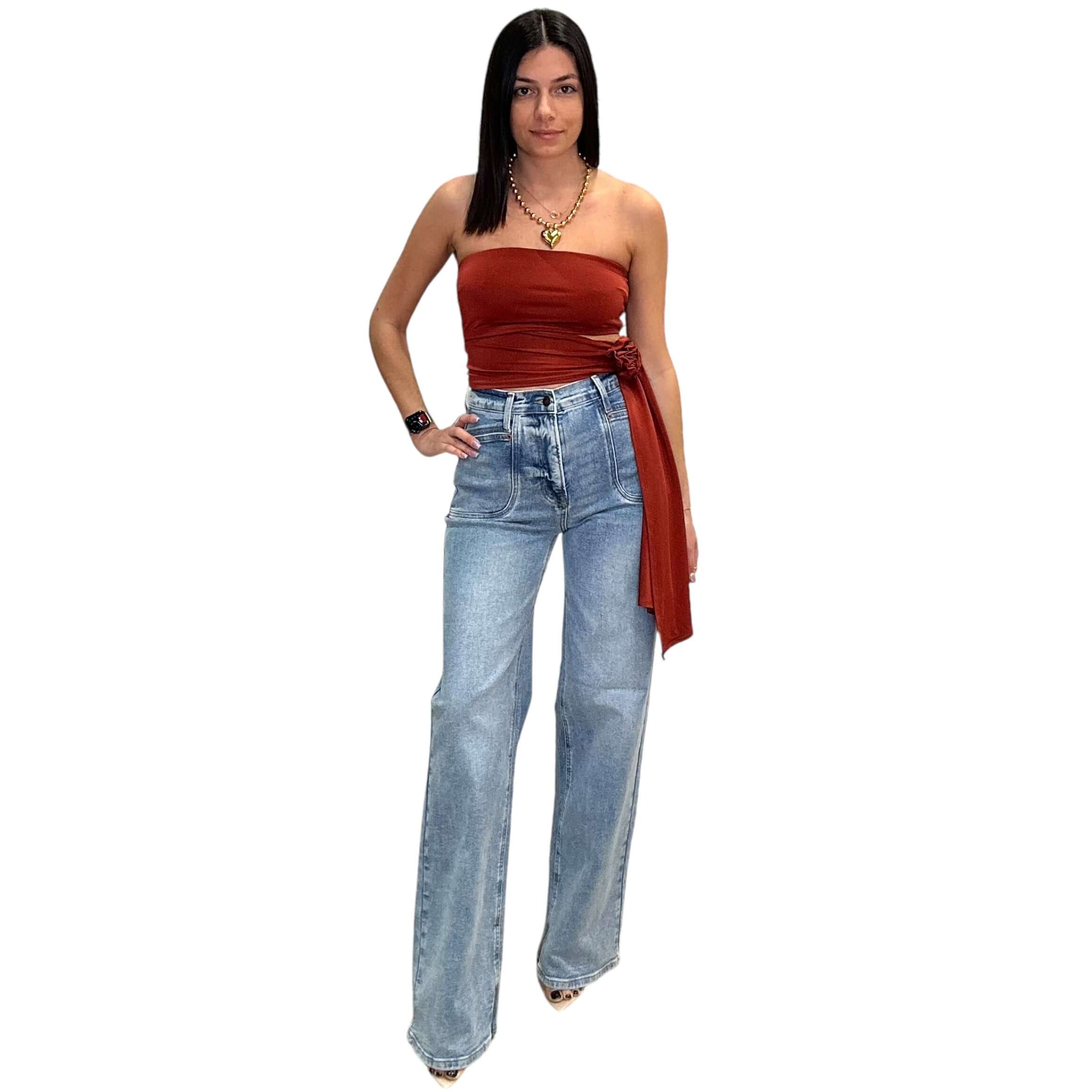 Rosette Cut Out Tube Top