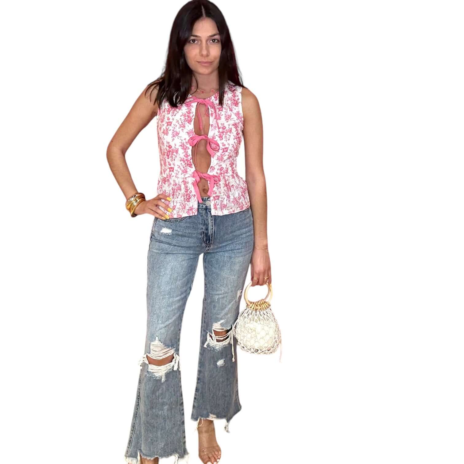Rosie Toile Ribbon Top | Alicia DiMichele Boutique