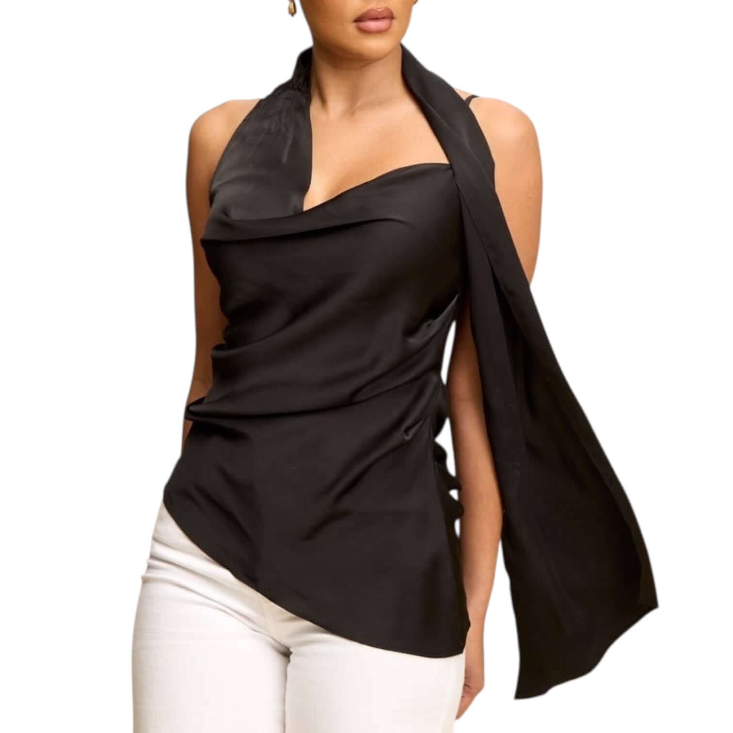 satin scarf black scarf wrap top