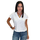 Dolman V Neck Tee - White – Alicia DiMichele Boutique