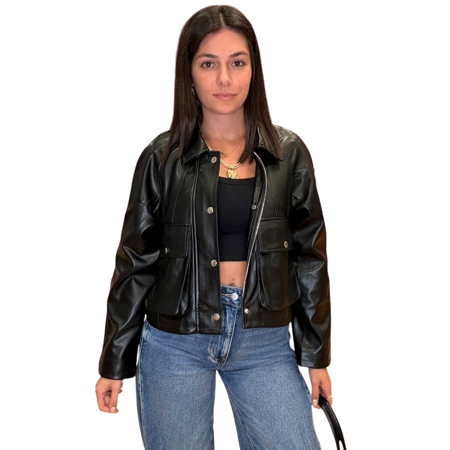 The Lowe Cropped Jacket - Black Vegan Leather -RbL puppeT – Alicia