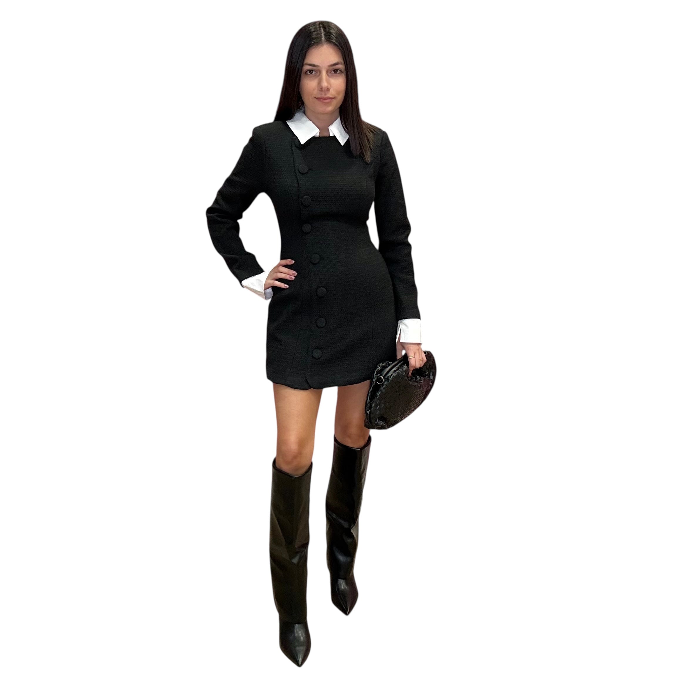 Blair Tweed Mini Dress - Contrast Collar Mini Dress – Alicia
