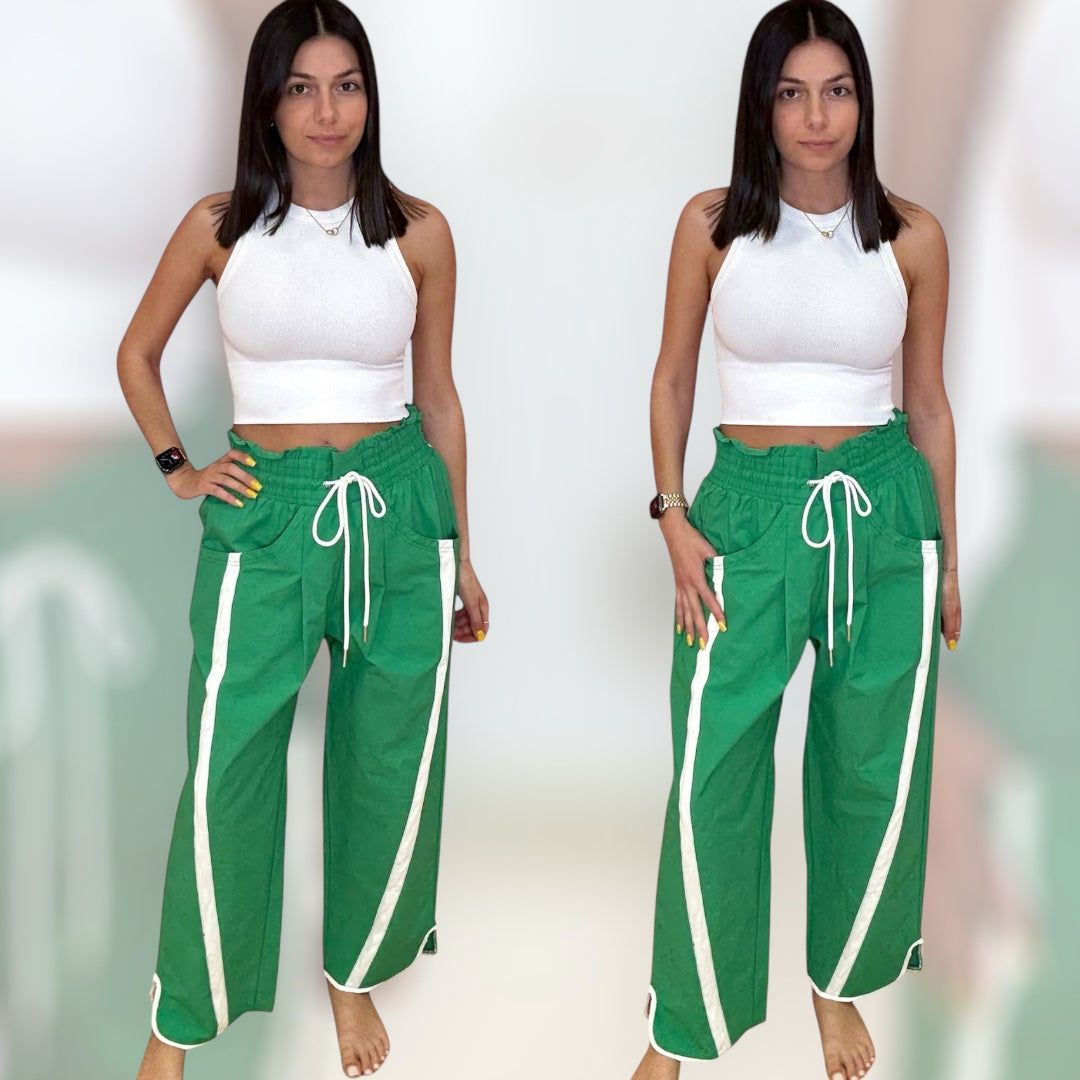Windbreaker Pants with Contrast Stripe - Sporty & Stylish