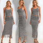 Shadowplay Fringe Knit Skirt Set available at Alicia DiMichele Boutique – stylish women’s fashion and accessories.