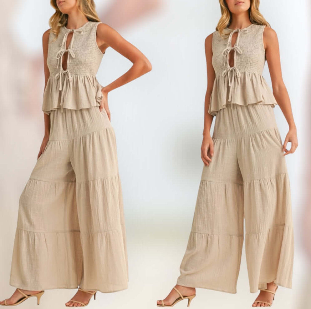 Sandswept Gauze Peplum Pant Set – Alicia DiMichele Boutique