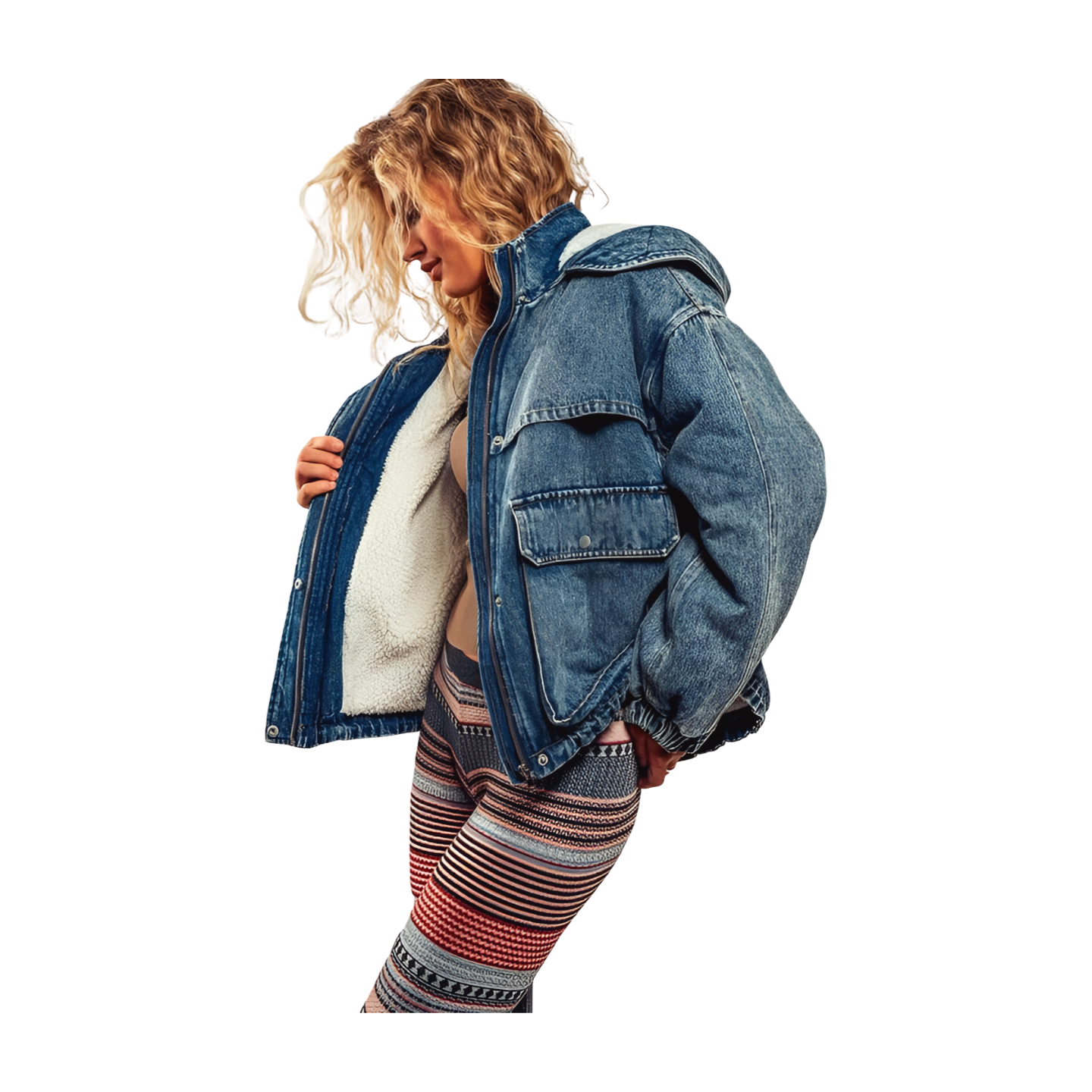 Jean fleece lined jacket hot sale