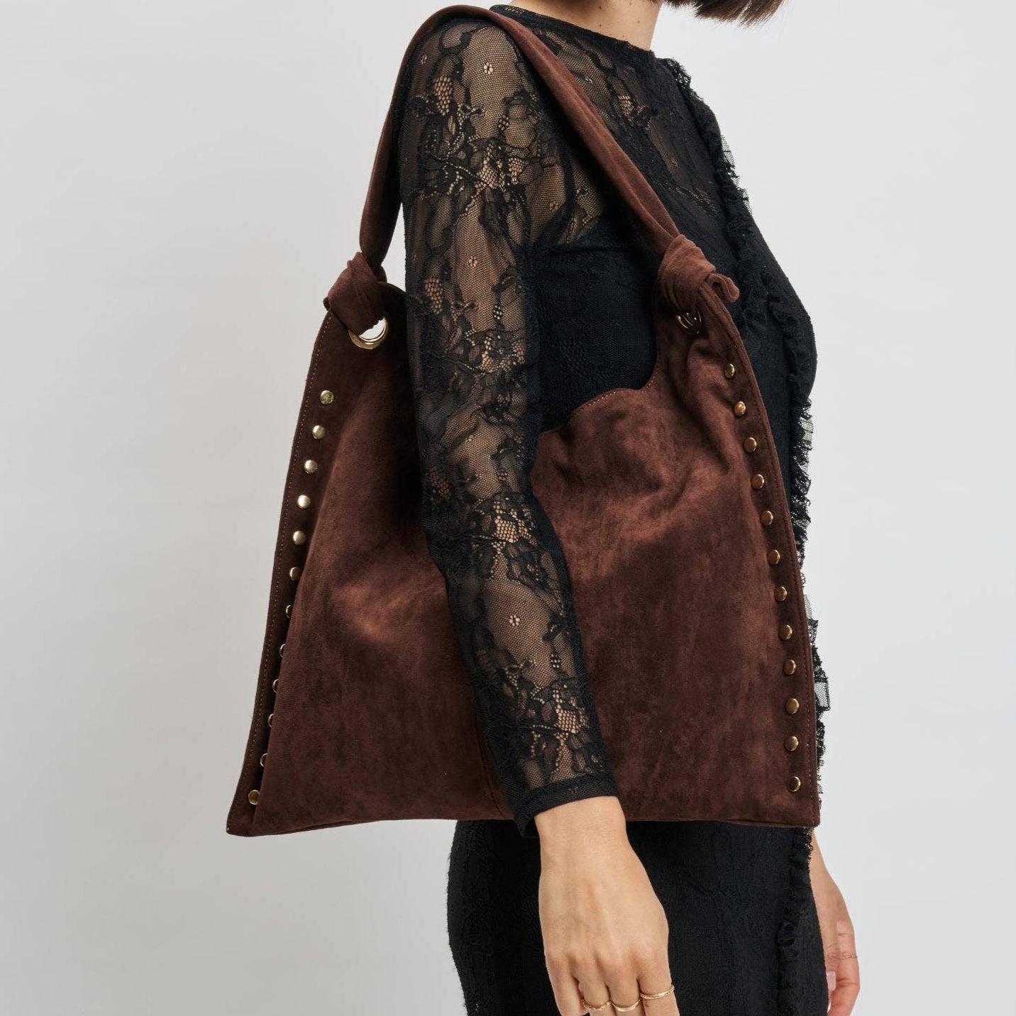 Soft Studded Hobo Bag - Chocolate – Alicia DiMichele Boutique