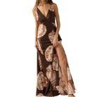 Brown dress with shell pattern on a white background