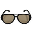 Black sunglasses with brown lenses on a white background