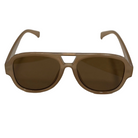 Brown sunglasses on a light gray surface