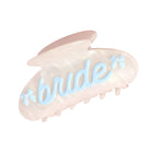 Hair clip with 'bride' text on a white background