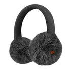 Dark gray faux fur earmuffs with a matching ribbed fabric headband, shown against a plain white background.