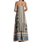 Long dress with geometric pattern on a white background