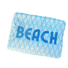 Blue pouch with 'BEACH' text on a white background