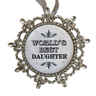 Decorative ornament with 'World's Best Daughter' text on a white background
