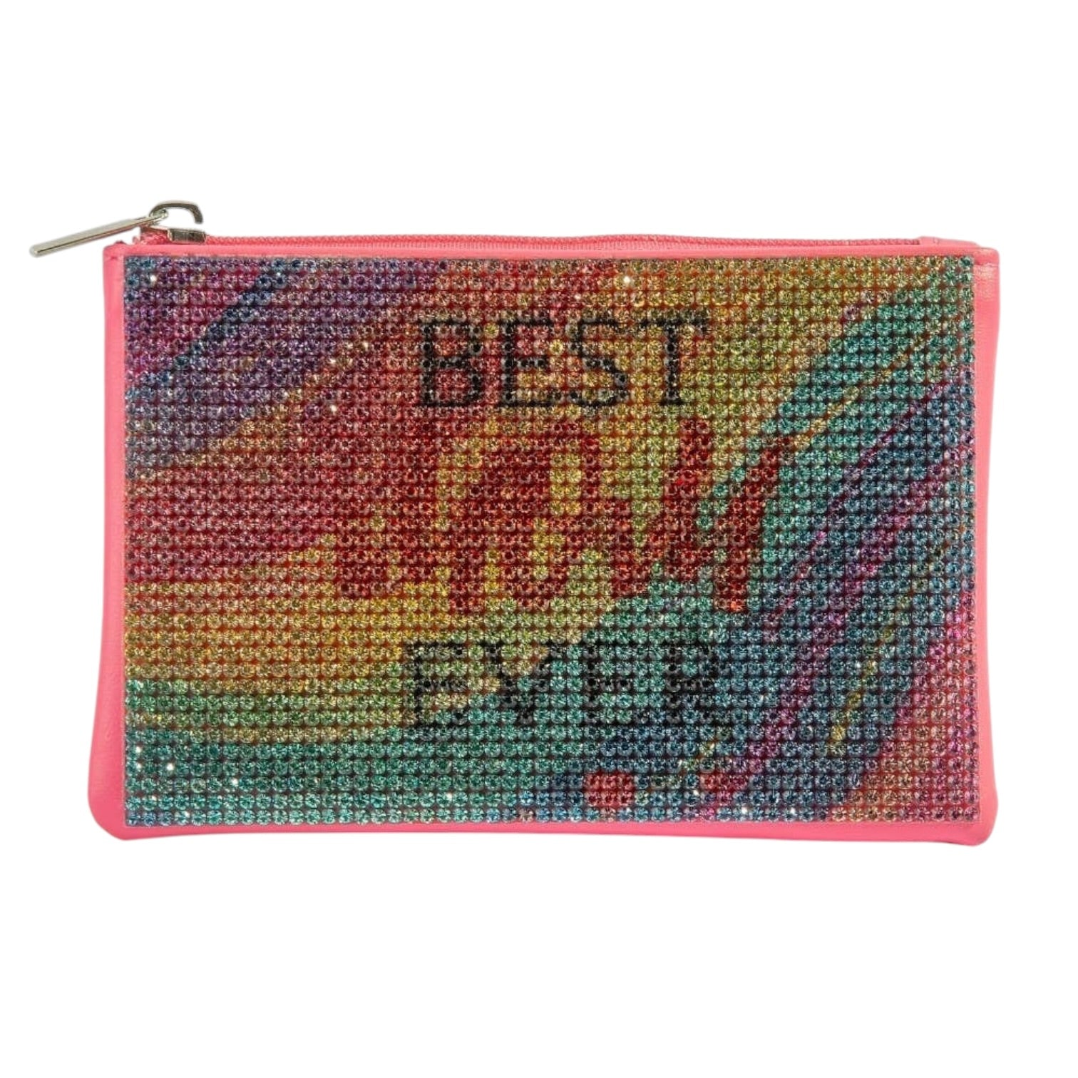 Colorful pouch with 'BEST MOM EVER' text on a white background