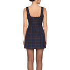 Navy plaid dress on a white background