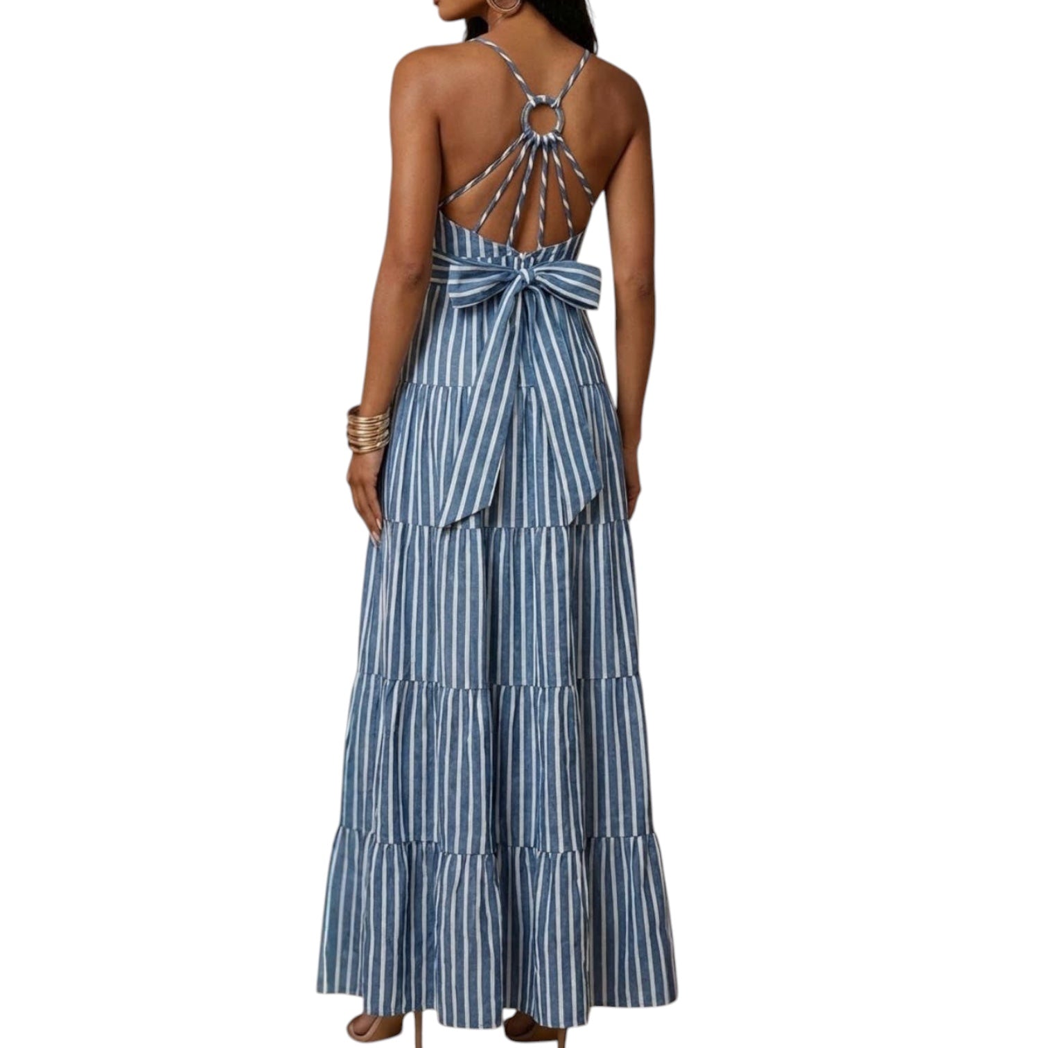 Blue Stripe Denim Tiered Maxi Dress – Alicia DiMichele Boutique