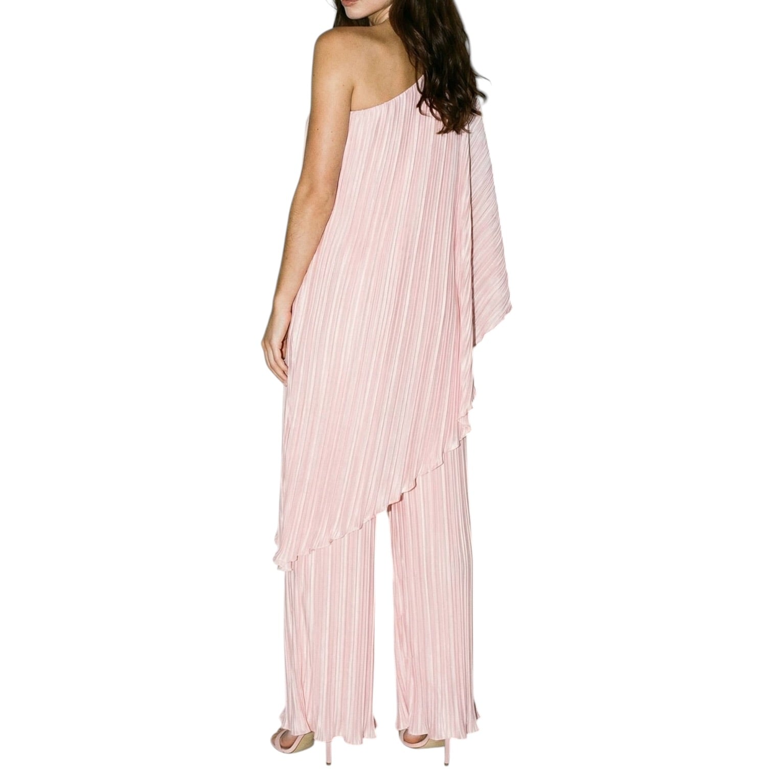 Pink set worn by a model on a white background