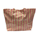 Striped tote bag with 'TOTE BAG' text on a white background