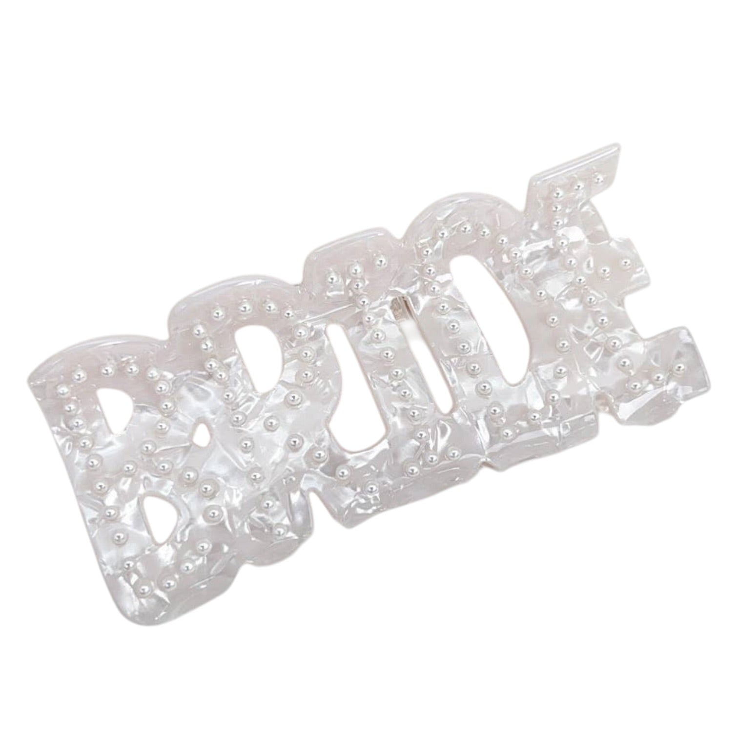 Decorative hair clip with pearls on a white background