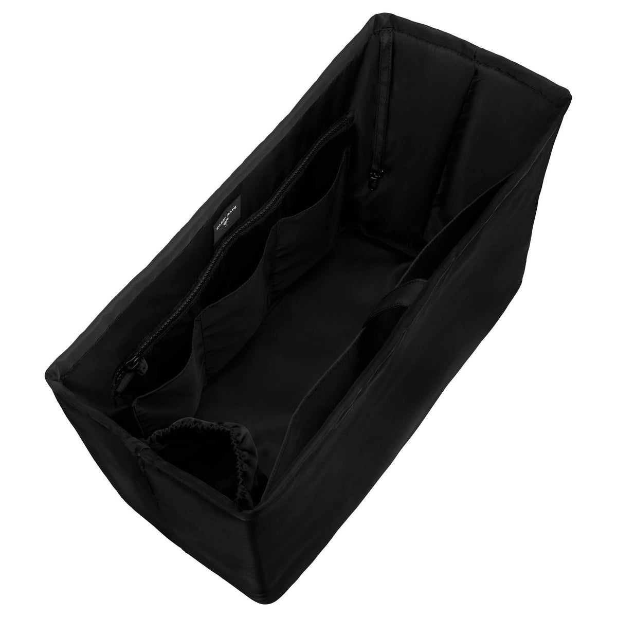 Black car organizer with compartments on a white background