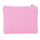 Pink pouch with a gold zipper on a white background