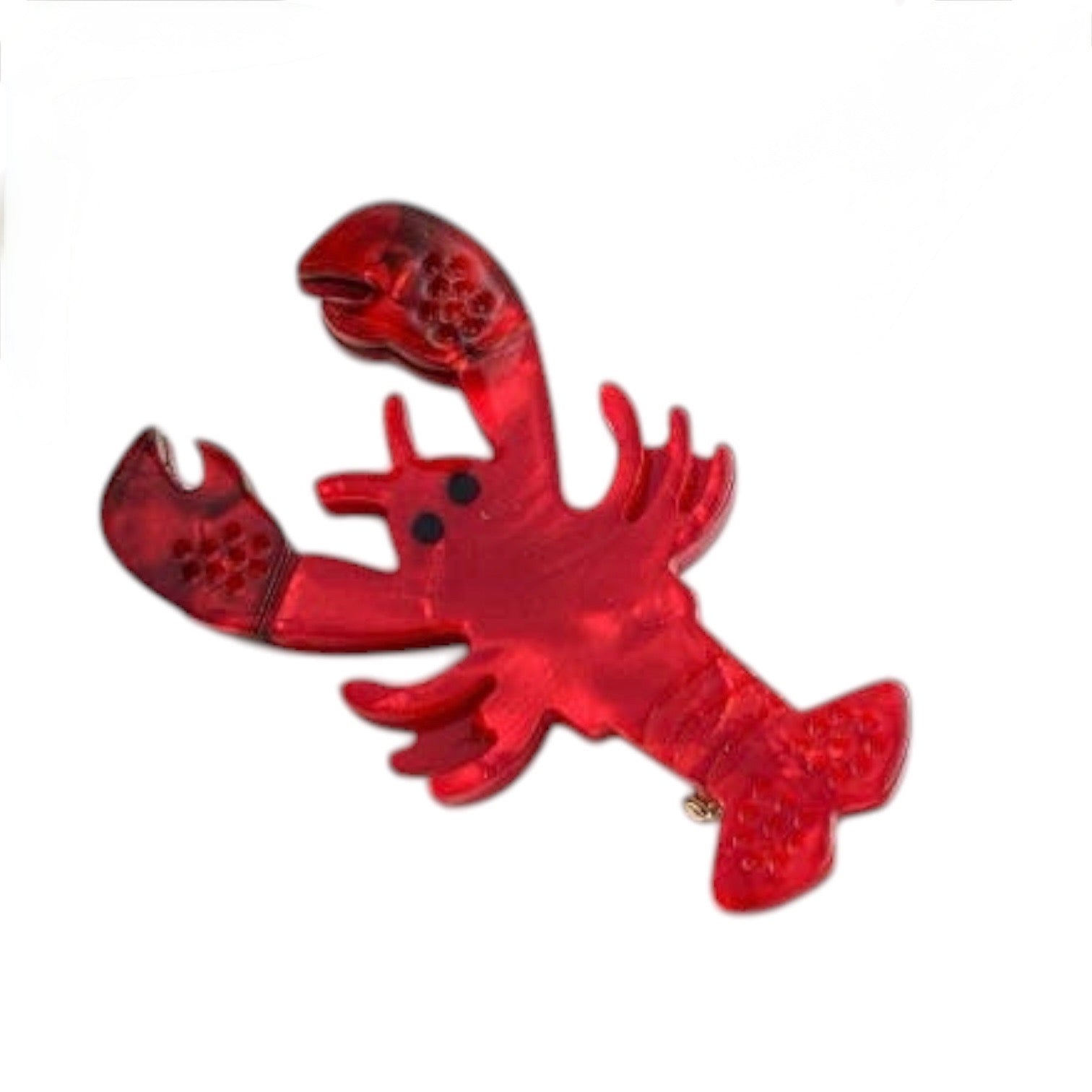 Red lobster-shaped object on a white background
