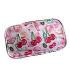 a small pouch featuring fruit designs on a white background.