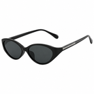 Black sunglasses with dark lenses on a white background