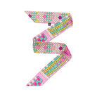 Colorful woven belt with a geometric pattern on a white background