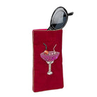 Red sunglasses case with cocktail design on a white background