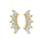 Gold and diamond earrings on a white background