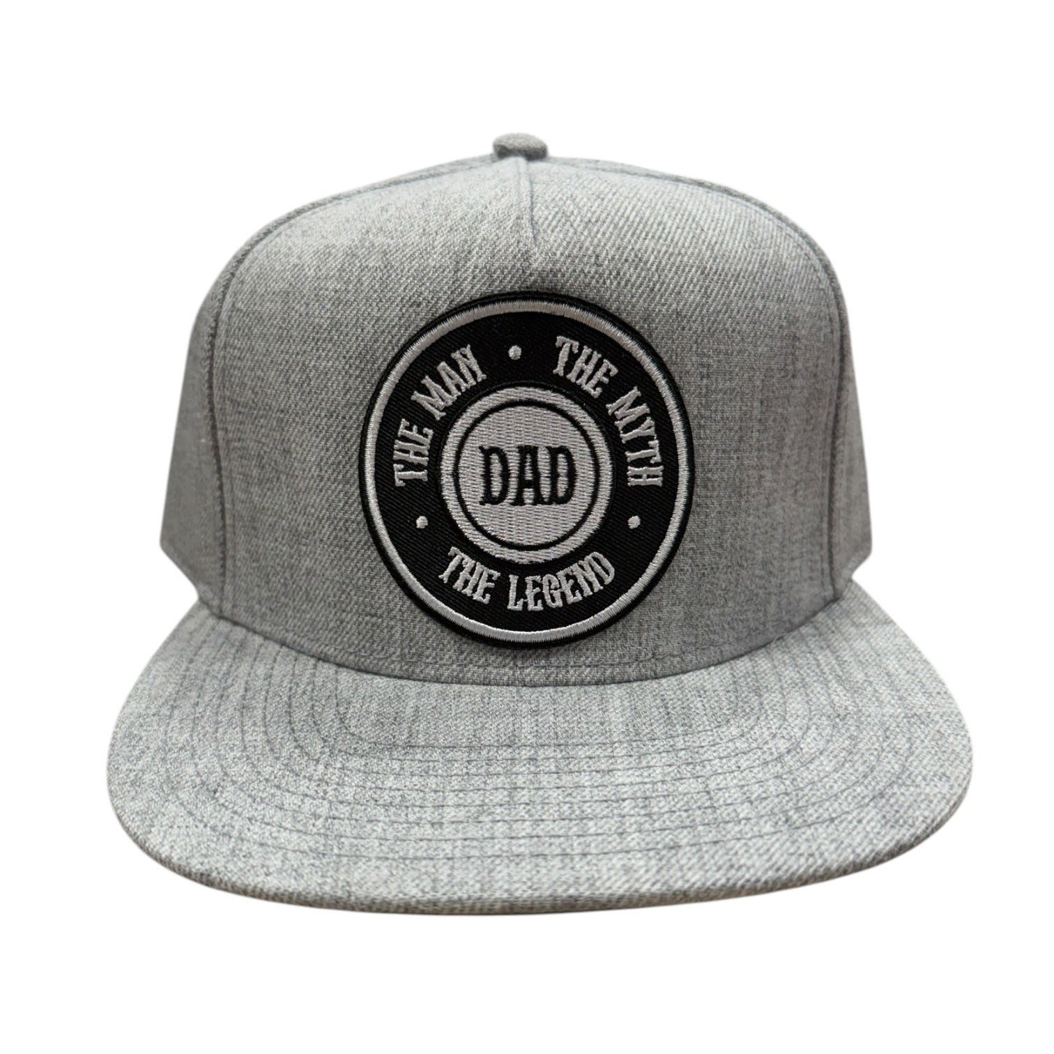 Gray cap with a black and white patch on a white background