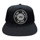Black cap with 'DAD' text on a white background
