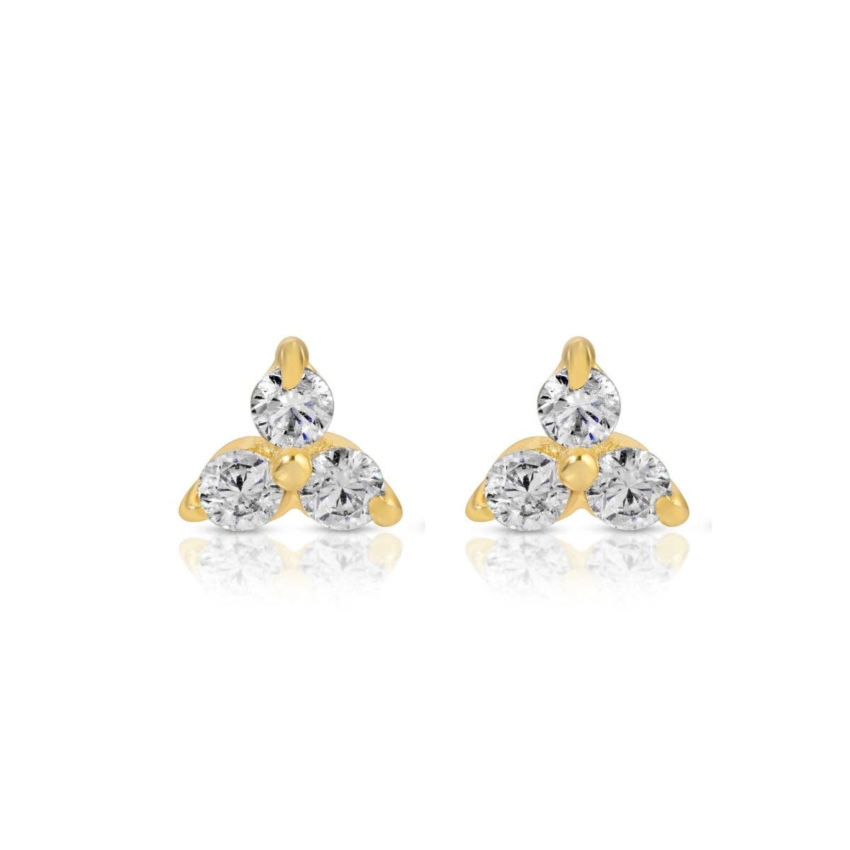 Delicate Triple Cluster Stud Earrings