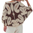 Brown and beige patterned shawl on a white background