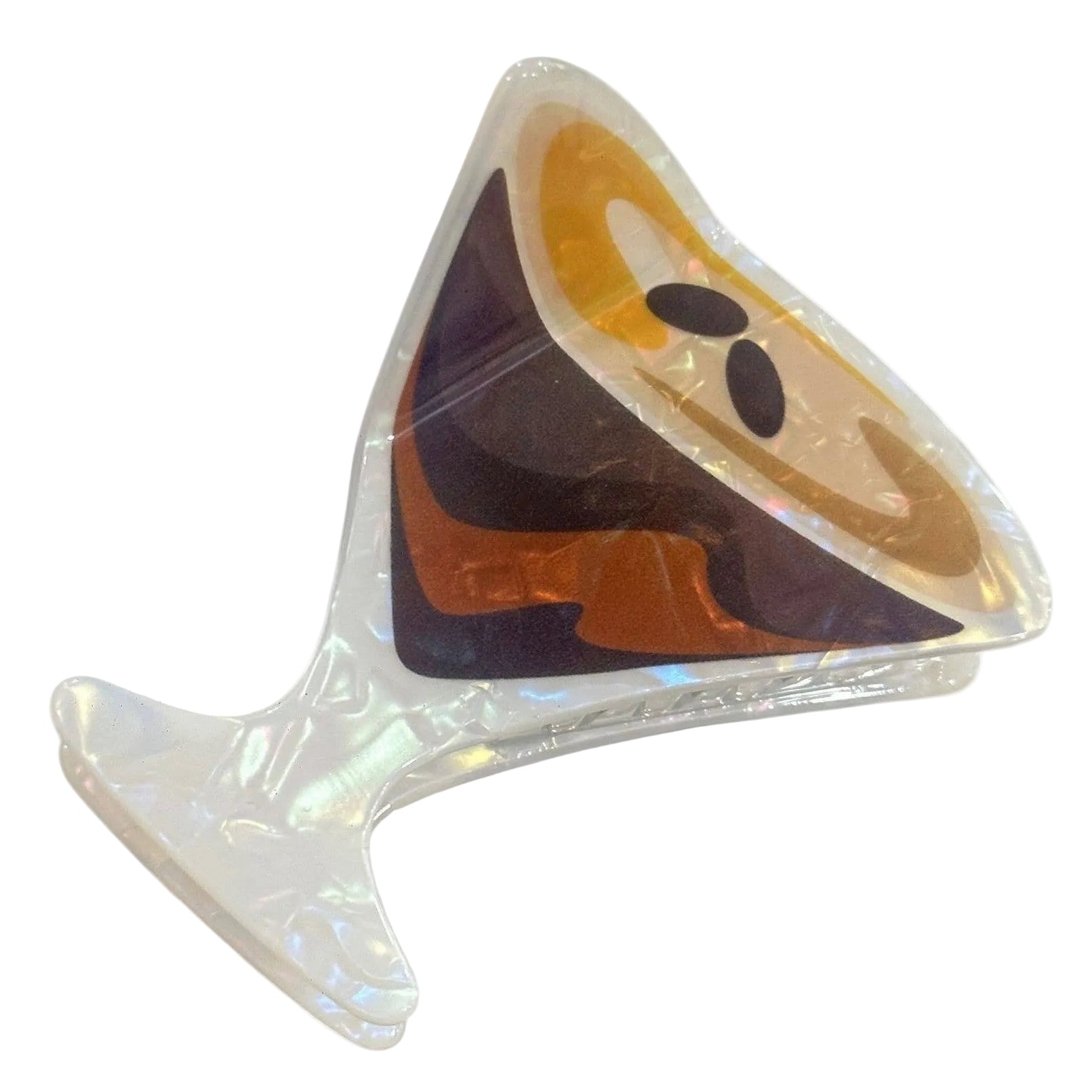 Espresso martini claw clip with a reflective surface on a white background