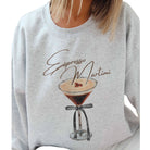 Gray sweatshirt with 'Espresso Martini' design and drink illustration