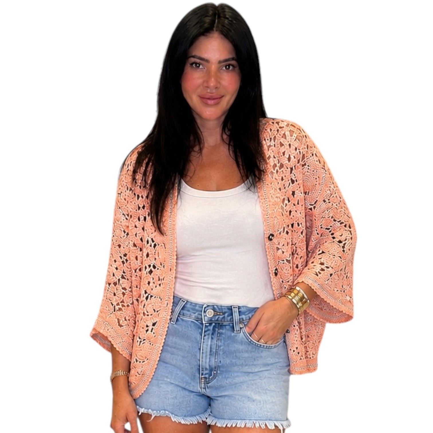 Everyday Air Crochet Batwing Cardigan - Orange – Alicia DiMichele
