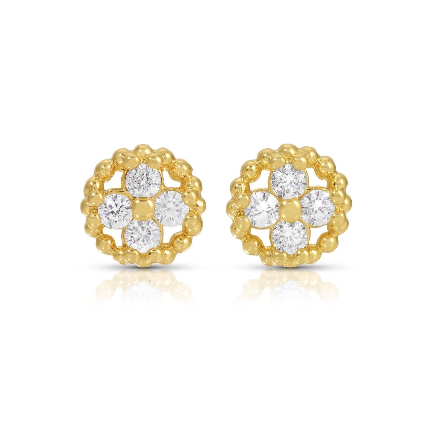 Fleur De Lis CZ Stud Earrings Gift Tag