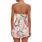 Floral strapless dress on a white background