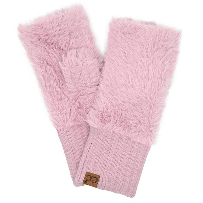 Fuzzy fingerless winter gloves, soft and cozy cold-weather accessory.