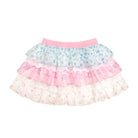 Multicolored tutu skirt with floral patterns on a white background