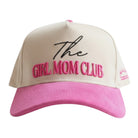 Beige and pink cap with 'The Girl Mom Club' text on a white background