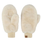 Glitter Girl Convertible Fur Mittens in Beige