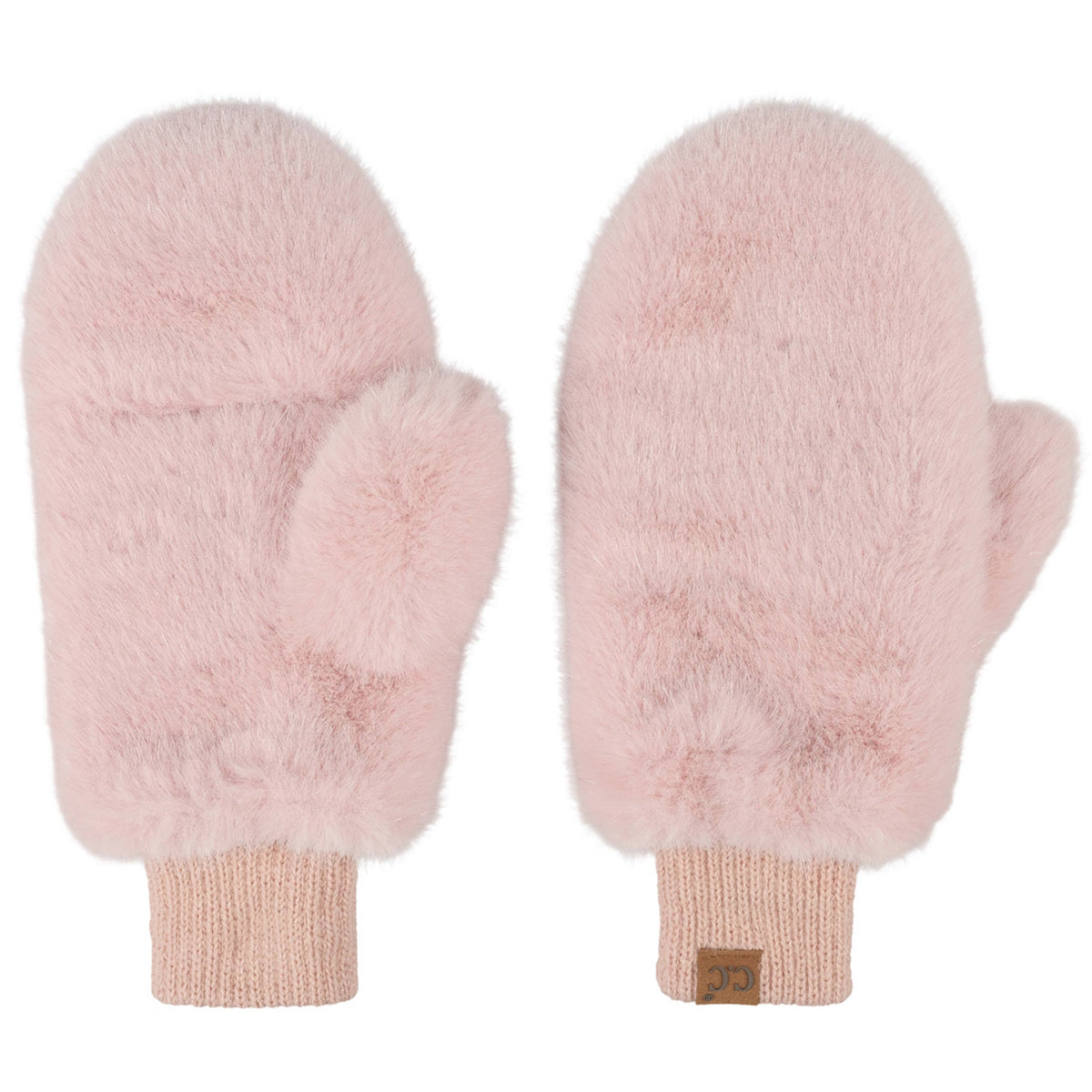 Glitter Girl Convertible Fur Mittens in Rose